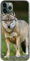 Geschikt voor iPhone 11 Pro Max hoesje - Wolf - Azië - Planten - Siliconen Telefoonhoesje