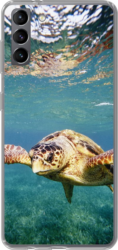 Coque Samsung Galaxy S21 Plus - Tortue - Water - Blauw - Coque de téléphone en Siliconen