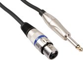 HQ-Power XLR-jack kabel, 1 x XLR vrouwelijk, 1 x jack 6.35 mm mannelijk, mono, 3 m, perfect voor geluidsoverdracht