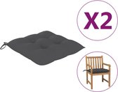 vidaXL Stoelkussens 2 st 50x50x7 cm stof antraciet