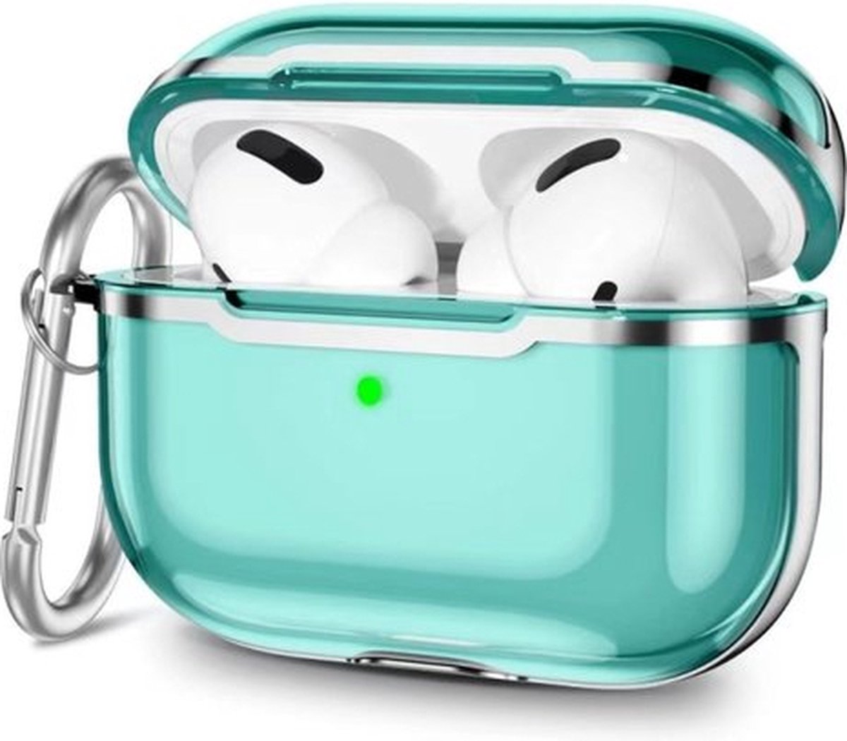 AirPods hoesjes van By Qubix - AirPods Pro / AirPods Pro 2 hoesje - TPU - Split series - Groen + Zilver (transparant) Airpods Pro Case Hoesje voor