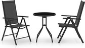 Decoways - 3-delige Bistroset aluminium en textileen zwart