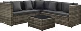 Decoways - 4-delige Loungeset met kussens poly rattan grijs