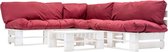 Decoways - 4-delige Loungeset pallet met rode kussens hout