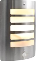 Olucia Manuel - Moderne Buiten wandlamp met bewegingssensor - Aluminium - Zilvergrijs