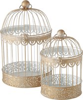 Set van 2x home decoratie vogelkooien goud 30 en 40 cm - Vogelkooien/kooitjes - Antiek look