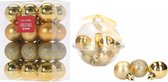 Kleine kunststof kerstversiering set van 3 cm en 4 cm kerstballen in het goud - 32x stuks - Voor kleine kerstbomen