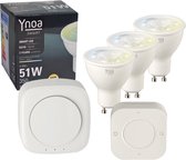 Ynoa smart home - Startpakket - Zigbee gateway + 3 x GU10 smart spot CCT + 5-knops afstandsbediening - Diverse wittinten instelbaar