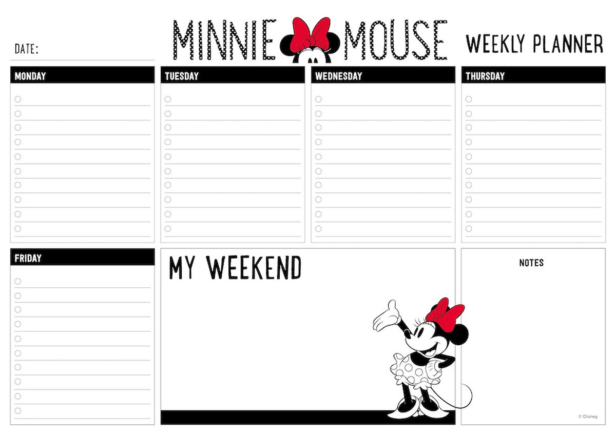 Disney Scheurkalender Minnie Mouse A4 Zwart/wit 54 Pagina's