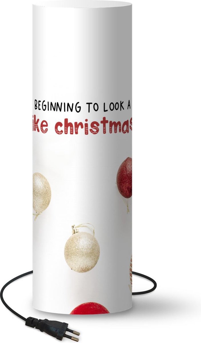 Lamp - Nachtlampje - Tafellamp slaapkamer - Kerst - Quote - Kerstballen - 70 cm hoog - Ø22.3 cm - Inclusief LED lamp