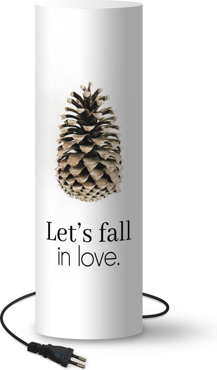 Lamp - Nachtlampje - Tafellamp slaapkamer - Herfst - Quote - Dennenappel - 60 cm hoog - Ø19.1 cm - Inclusief LED lamp