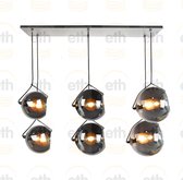 ETH Hanglamp Balk Orb 6x E27 2x20-2x25cm2x30cm (6 lichts) Smoke glass/ mirror glass
