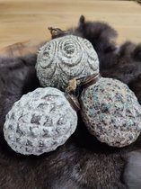 Kerstballen set van 3 - stenen look - luxe - Ø8-10cm