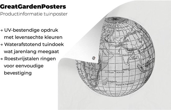 Affiche de Jardin Vintage - Globe - Wereldkaart - 200x200 cm