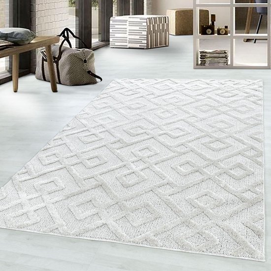 Tapis crème à poils ras - 280x370cm - Moderne - Salon - Salon - Chambre - Salle à manger