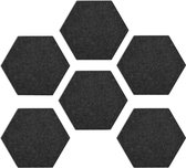 Navaris prikbord van vilt - 6 tegels zeshoekig - Vilten memobord - Inclusief punaises en zelfklevende tape - 15 x 17 cm - Donkergrijs