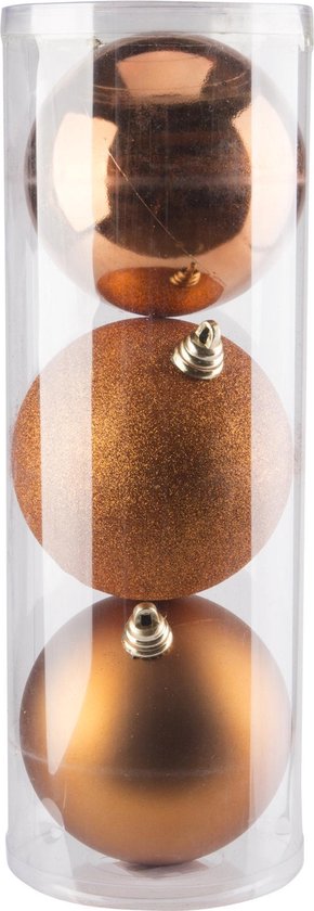 3x stuks grote kunststof kerstballen oranje 15 cm mat/glans/glitter - Grote onbreekbare kerstballen kerstversiering