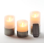 Kaarsen set van 3x stuks led stompkaarsen wit met afstandsbediening - Woondecoratie - Elektrische kaarsen