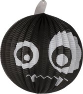 Halloween - Ronde decoratie bol 23 cm enge pompoen zwart - Halloween trick or treat lampionnen versiering