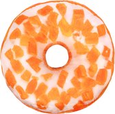 Wit/oranje glazuur donut sierkussen 40 cm - Snoepgoed sierkussens - Kinderkamer
