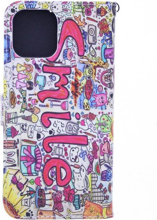Étui Bookcase hoesje iPhone 12 Pro Max avec imprimé - Smile Graffiti