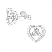 Aramat jewels ® - Zilveren keltische oorbellen hart met triquetra 925 zilver 8mm