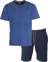 MEQ Heren Shortama - Pyjama Set - 100% Katoen - Blauw - Maat XXL