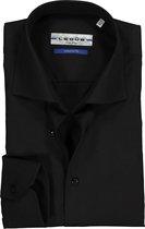 Ledub Tailored Fit overhemd - zwart - Strijkvrij - Boordmaat: 37