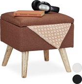 Tabouret Rangement Pliable Velours Marron 38x38cm - Siège Avec Coffre - Pour Salon, Chambre - Charge 80kg