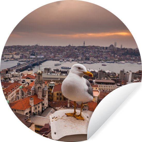 WallCircle - Stickers muraux - Cercle Papier Peint - Mouette - Istanbul - Architecture - 50x50 cm - Cercle Mural - Auto Adhésif - Autocollant Papier Peint Rond