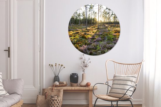WallCircle - Wall Circle - Wall Circle Indoor - Arbres sur un paysage de bruyère - 140x140 cm - Décoration murale - Peintures Ronds