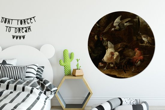 WallCircle - Wall Circle - Wall Circle Indoor - Vogels dans un Parc - Peinture de Melchior d'Hondecoeter - 120x120 cm - Décoration murale - Peintures Ronds XXL