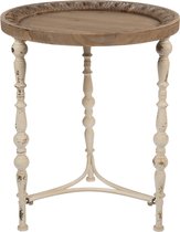 Clayre & Eef Bijzettafel Ø 50*60 cm Bruin Hout, Ijzer Rond Side table Tafeltje