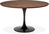 Alterego Ronde design eet-/bureautafel 'GLOBO' met notenhouten afwerking en centrale poot van zwart metaal - Ø120 cm