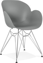 Alterego Moderne stoel 'UNAMI' van grijs kunststof met verchroomd metalen voeten