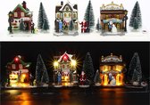 LED Bright Christmas Village, set van 3 huizen en accessoires - Plastic - geel - rood - bruin - SILUMEN