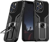 Hoesje Geschikt voor iPhone 13 hoesje – Schokbestendig Ultra Slim Soft TPU Cover met kicktand Ringhouder – Zwart