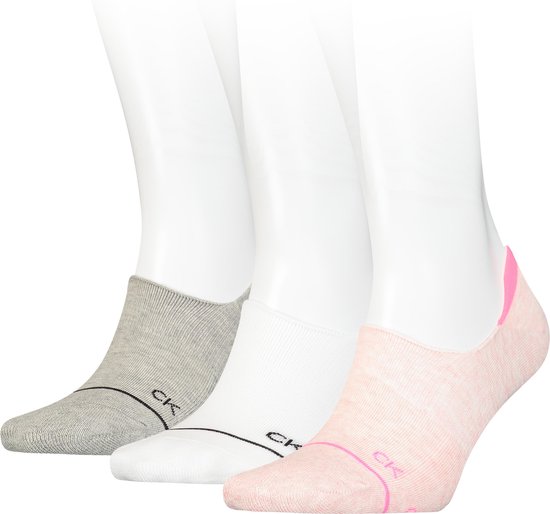 Calvin Klein Footie High Cut Athleisure (3-pack) - dames onzichtbare sokken - roze melange combi - Maat: One size