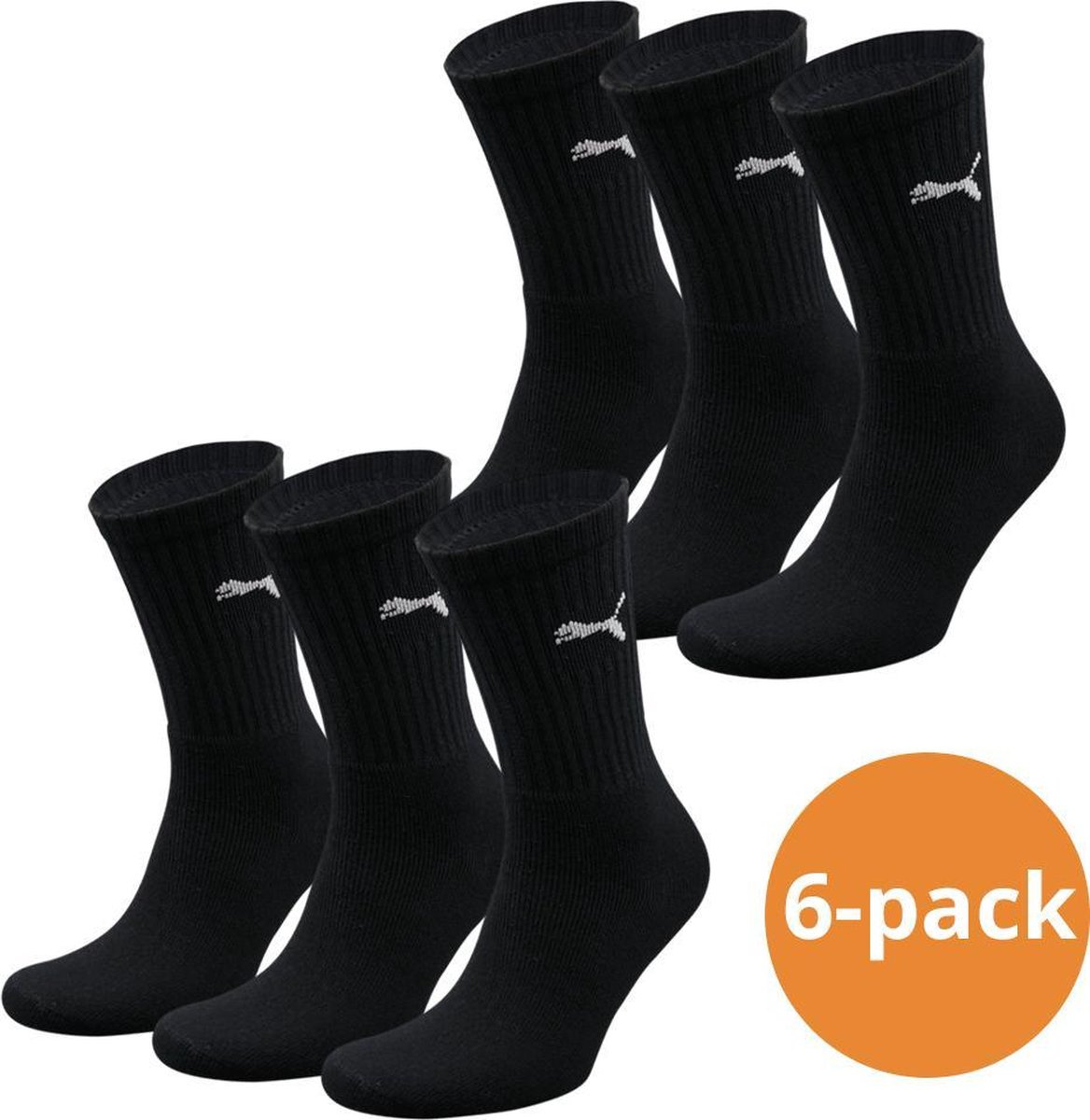 Puma Sportsokken 6 paar Zwarte Sport Sokken Unisex