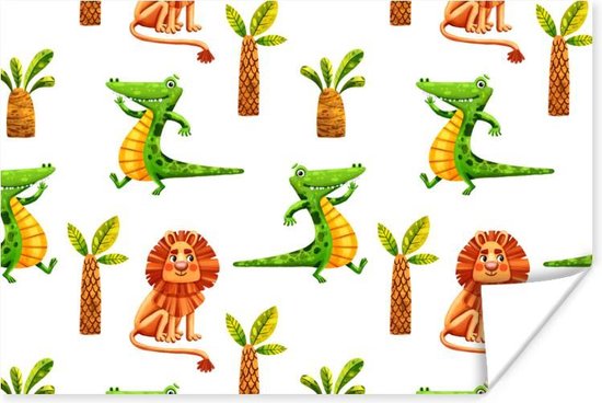 Poster Jungle - Lion - Crocodile - 60x40 cm