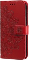 Bloemen Book Case - Motorola Moto G60s Hoesje - Rood