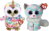Ty - Knuffel - Beanie Buddy - Enchanted Owl & Opal Cat