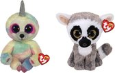 Ty - Knuffel - Beanie Buddy - Cooper Sloth & Linus Lemur
