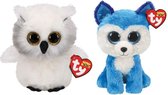 Ty - Knuffel - Beanie Boo's - Ausitin Owl & Prince Husky