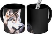 Magische Mok - Foto op Warmte Mok - Grijze wilde wolf - 350 ML