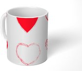Mok - Koffiemok - Een illustratie van negen verschillende hartjes - Mokken - 350 ML - Beker - Koffiemokken - Theemok