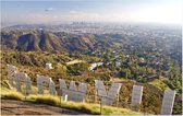 Zicht op downtown Los Angeles vanaf het Hollywood Sign - Foto op Forex - 60 x 40 cm