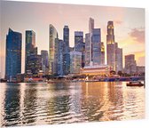 Skyline van Singapore bij een prachtige zonsondergang - Foto op Plexiglas - 90 x 60 cm