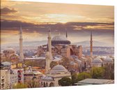 De wereldberoemde moskee Hagia Sophia in Istanbul - Foto op Canvas - 90 x 60 cm