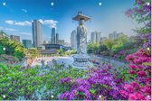 De Bongeunsa Tempel in het Gangnam District van Seoul - Foto op Tuinposter - 90 x 60 cm